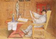 Carl Larsson self-portrait in the Studio painting